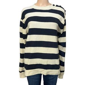 Le Mont St Michel Women Alpaca Blend Sweater Small Rugby Stripe Nautical Preppy